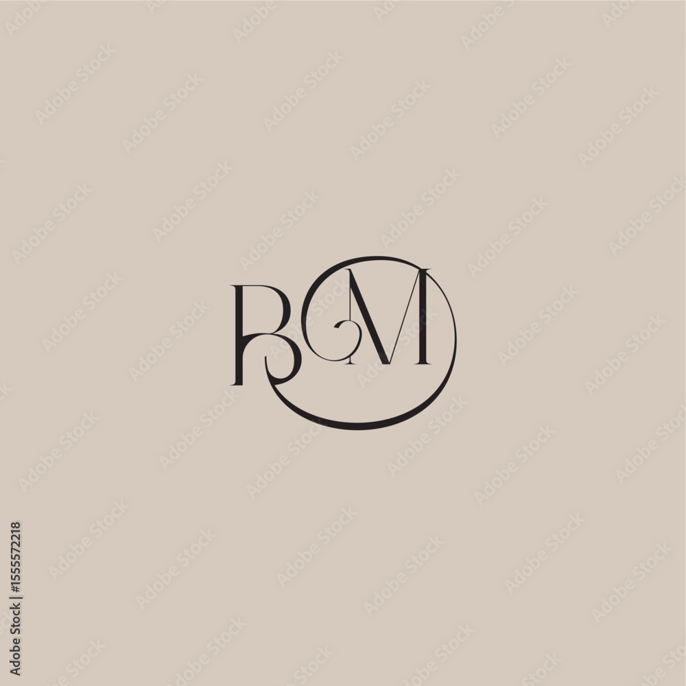 Obraz premium monogram wedding logo elegant and luxury style BM dinamyc curvy initial concept letter