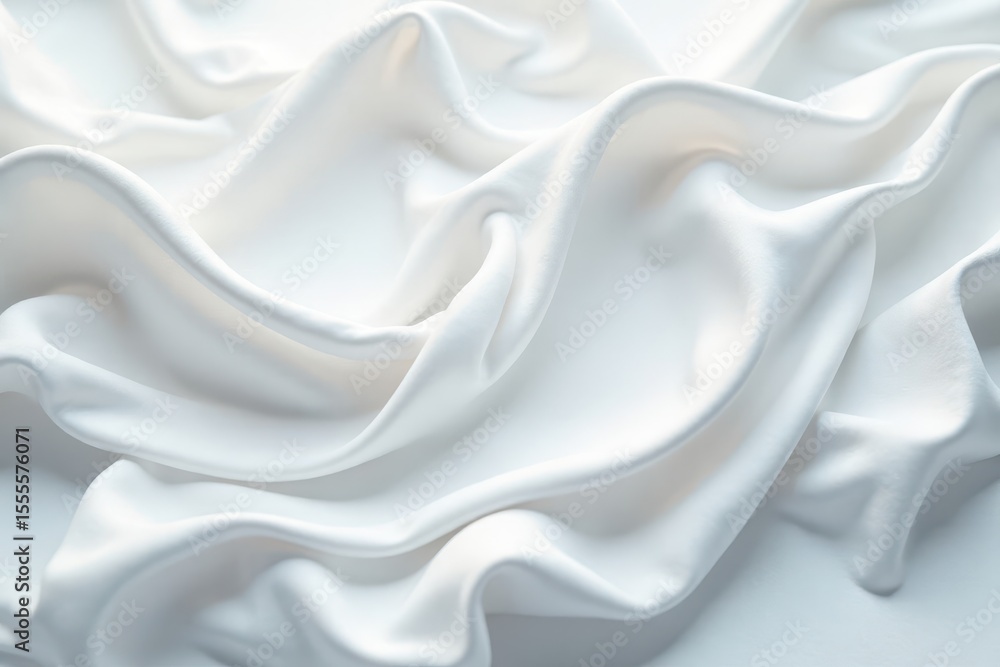 Obraz premium Swirling white silk, delicate folds, luxurious texture, ripple, wave
