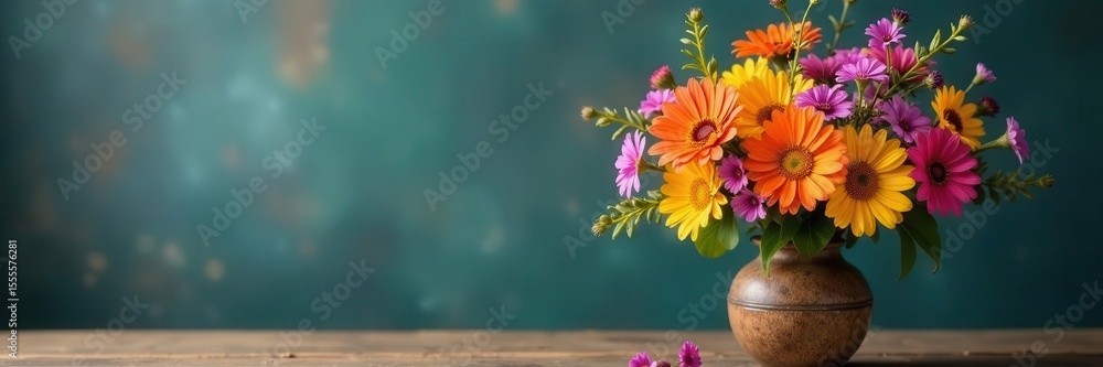 custom made wallpaper toronto digitalVibrant bouquet of wildflowers in a rustic vase , image, field