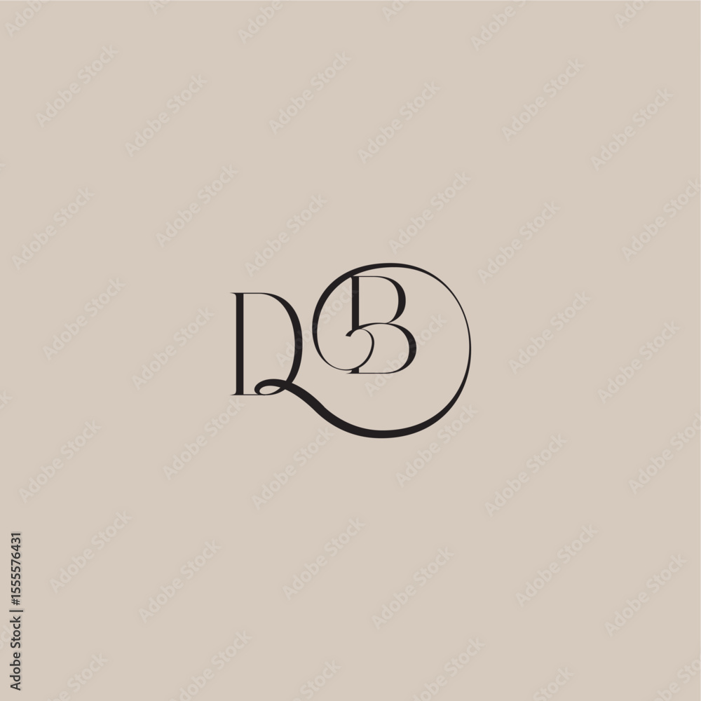 Obraz premium monogram wedding logo elegant and luxury style DB dinamyc curvy initial concept letter