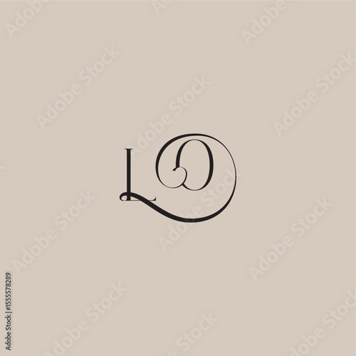 monogram wedding logo elegant and luxury style LO dinamyc curvy initial concept letter