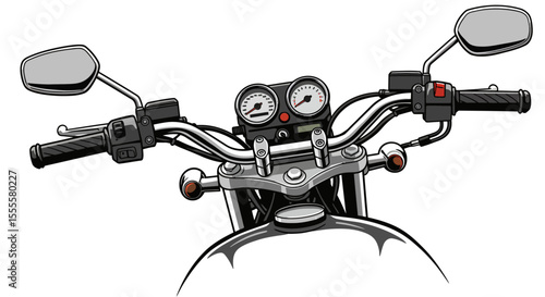 Vector Illustration of Motorcycle Handlebar – Steering Wheel Design for Biker and Automotive Projects