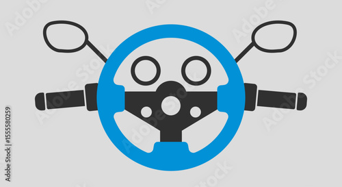 Vector Illustration of Motorcycle Handlebar – Steering Wheel Design for Biker and Automotive Projects
