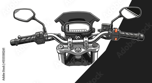 Vector Illustration of Motorcycle Handlebar – Steering Wheel Design for Biker and Automotive Projects
