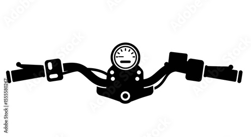 Vector Illustration of Motorcycle Handlebar – Steering Wheel Design for Biker and Automotive Projects