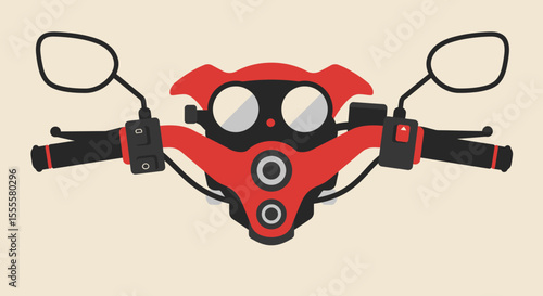 Vector Illustration of Motorcycle Handlebar – Steering Wheel Design for Biker and Automotive Projects