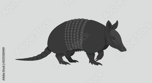 Vector Silhouette of Armadillo – Wild Animal Icon Illustration in Black Isolated Style