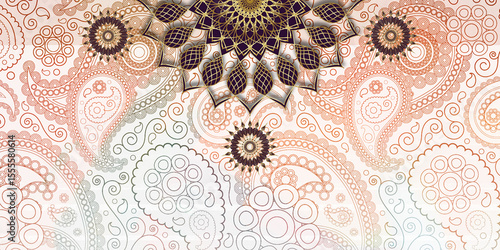 Mystical Mandala Background – Intricate Bohemian Art for Meditation, Tattoo, and Decor, colorful vintage art, ancient Indian vedic background design, old painting texture with  mathematical shapes