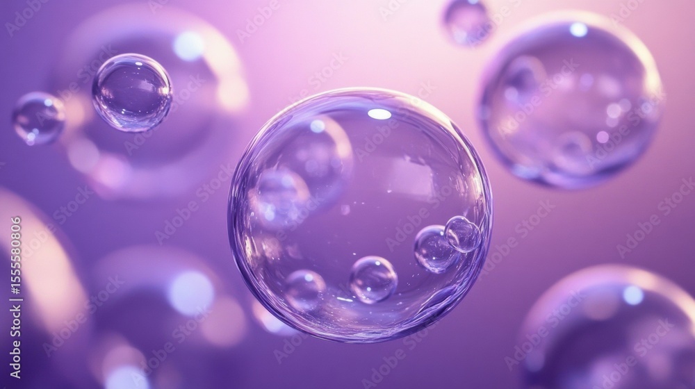 Dreamy close-up of diverse soap bubbles on purple-pink gradient background Abstract Purple water Dreamy close-up of diverse soap bubbles on purple-pink gradient background Abstract Purple water