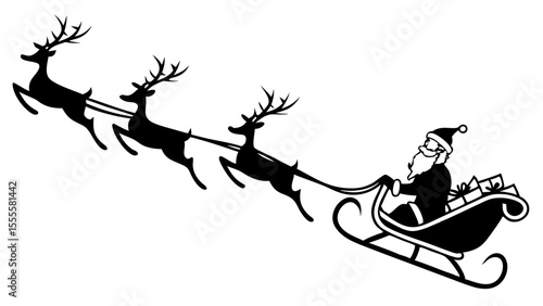 santa's sleigh silhouette isolated on white background