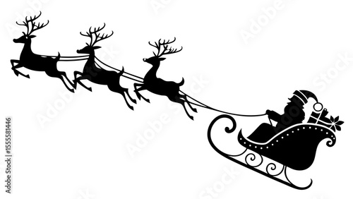 santa's sleigh silhouette isolated on white background