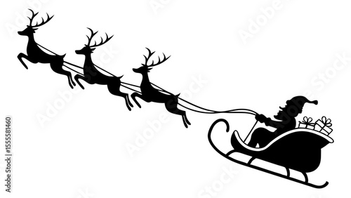santa's sleigh silhouette isolated on white background
