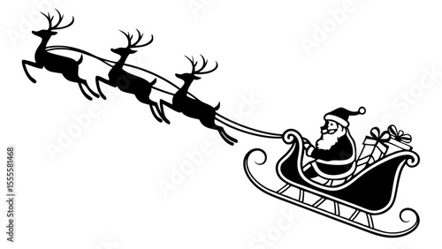 santa's sleigh silhouette isolated on white background