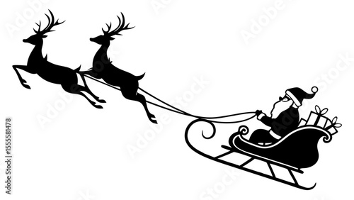 santa's sleigh silhouette isolated on white background