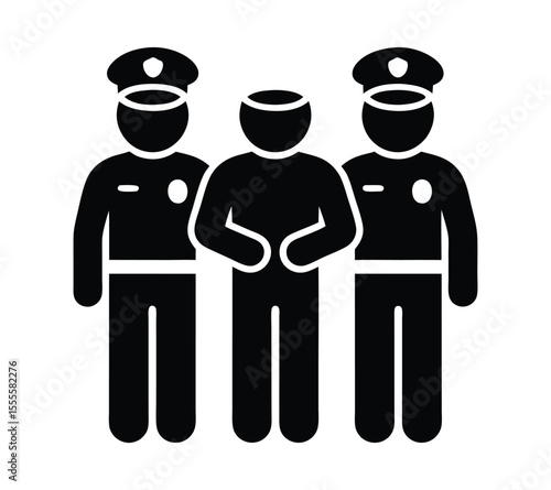 Security Escort for a Dignitary , Flat Design Pictogram of Bodyguards On White Background
