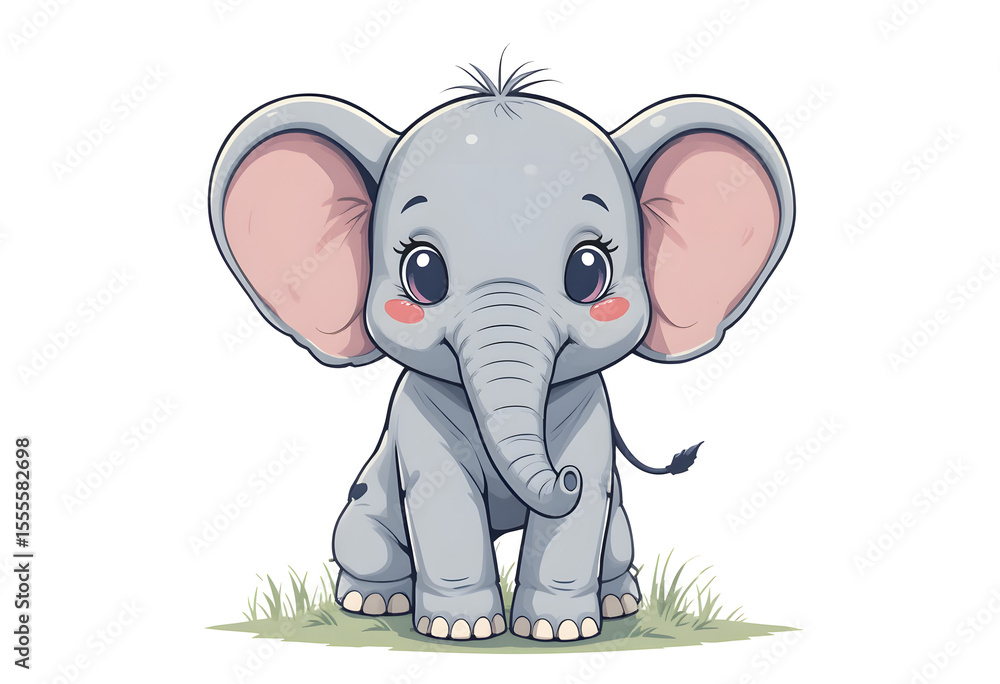 Fototapeta premium Cute baby elephant cartoon. Generative AI
