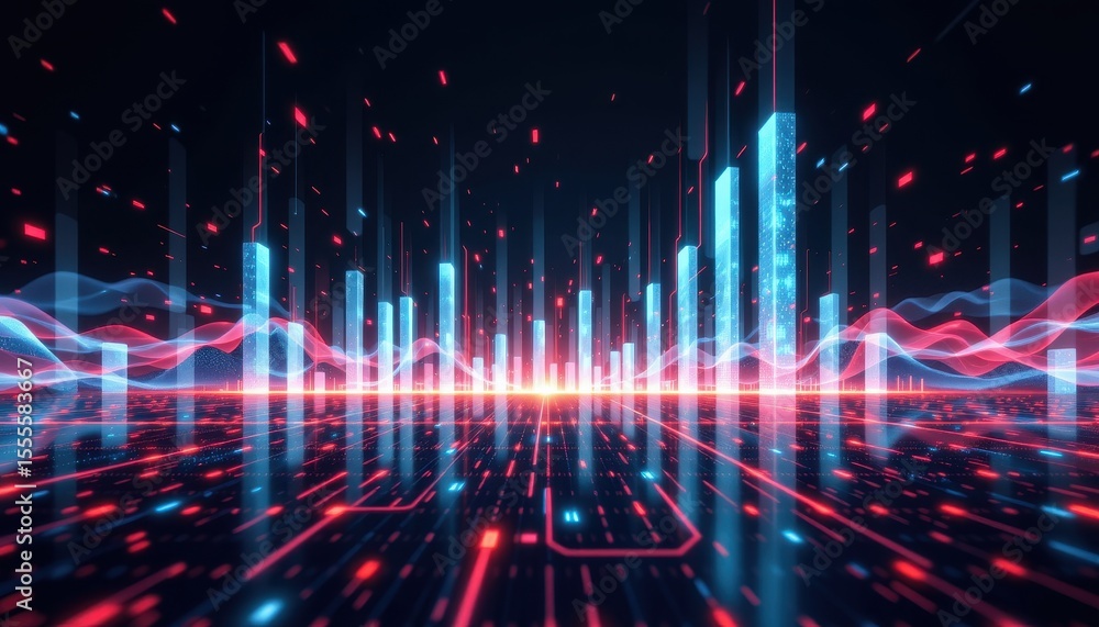 abstract presentation layout with minimal holographic bar visuals, tech inspired data concept, elegant gradient lighting abstract presentation layout with minimal holographic bar visuals, tech inspired data concept, elegant gradient lighting