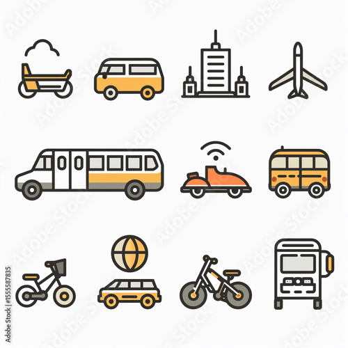 transportation icons set
