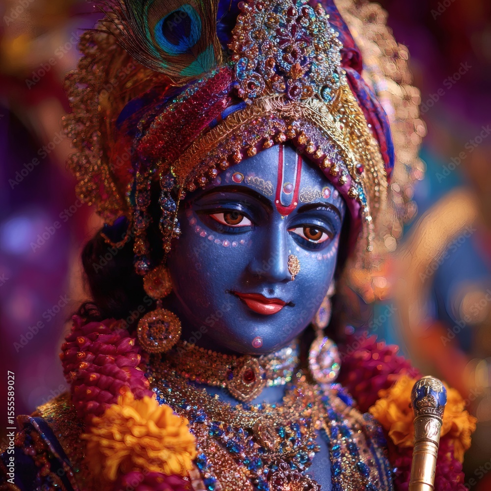 Krishna Deity Portrait with Intricate Details Krishna Deity Portrait with Intricate Details