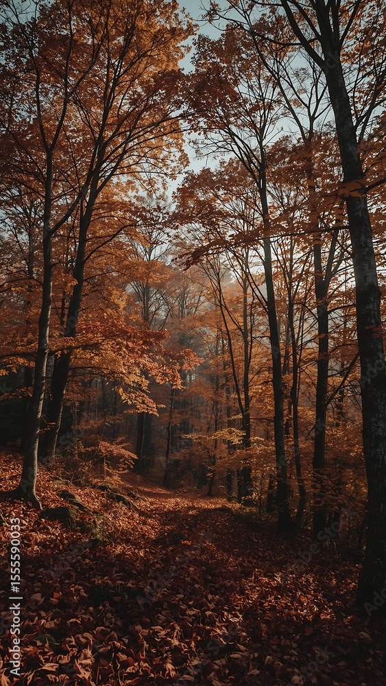 Fototapeta premium Misty and atmospheric forest with a sense of depth