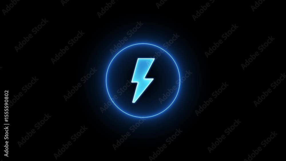 glowing power icon animation on Black background. glowing power icon animation on Black background.