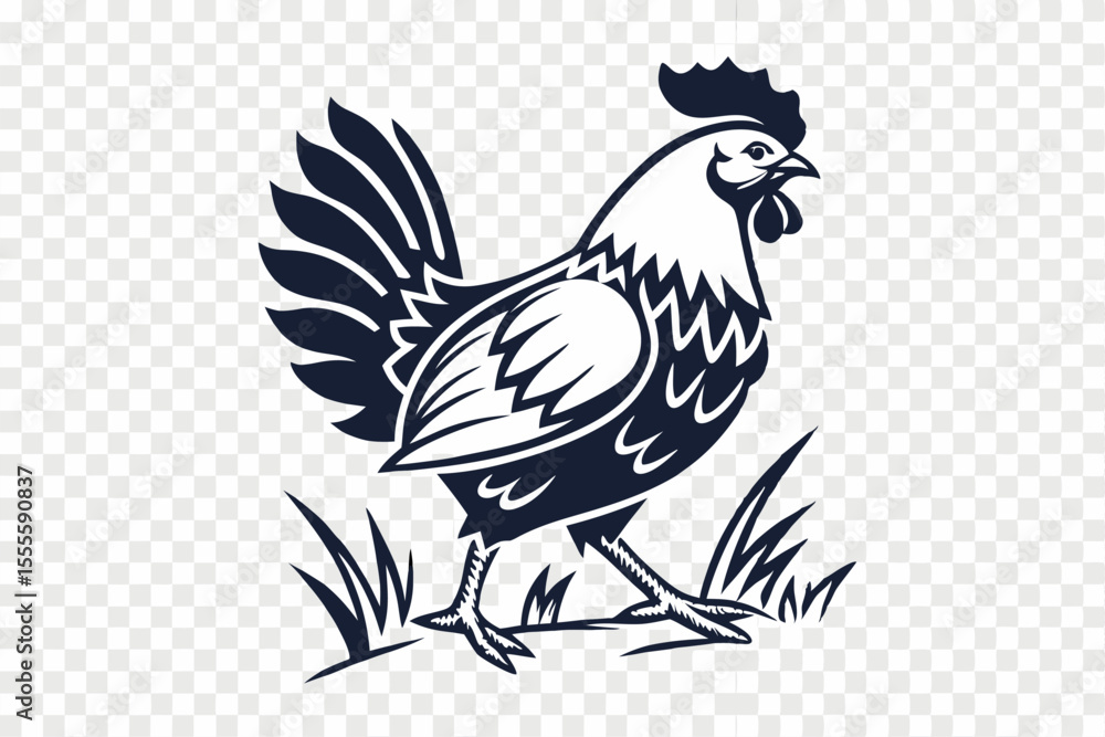 Fototapeta premium Country Farm Chicken Line Drawing