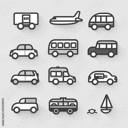 transportation icons set