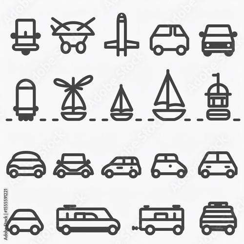 transportation icons set