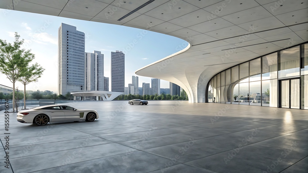 Obraz premium 3D Render Of Abstract Modern Architecture With Empty Interior