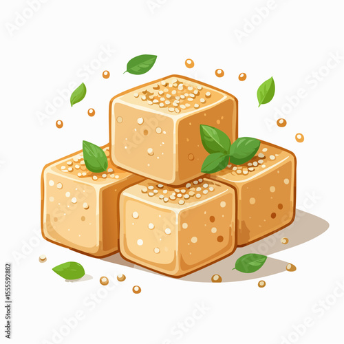 Sweet Cubes of Sugar Illustration of Refined Sugar Crystals