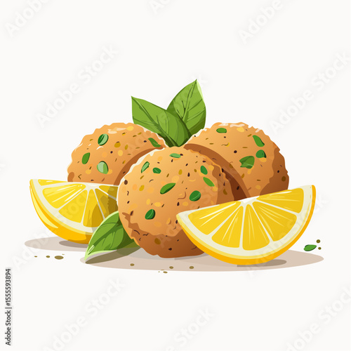 Delicious Falafel Balls with Lemon Slices and Fresh Herbs A Culinary Delight