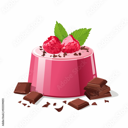 Delicious Raspberry Panna Cotta with Chocolate Garnish A Sweet Treat
