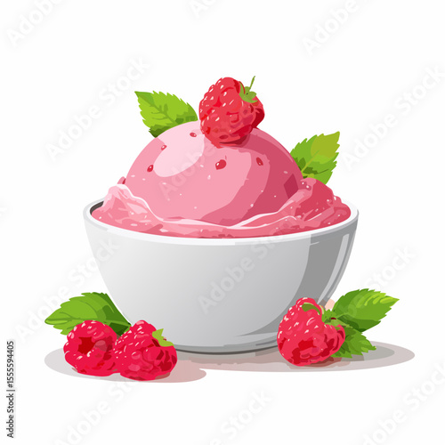 Delicious Raspberry Ice Cream in a Bowl A Refreshing Summer Treat