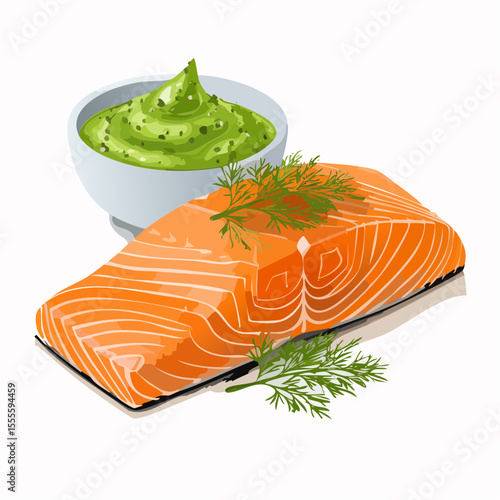 Delicious Grilled Salmon Fillet with Herb Sauce A Culinary Delight