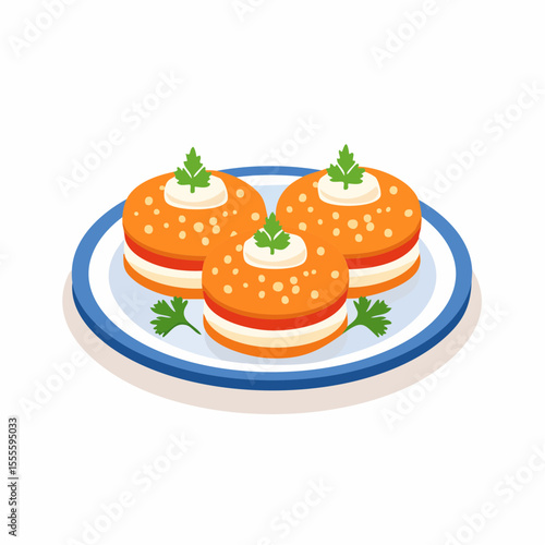 Delicious Appetizer Savory Layered Cakes with Creamy Topping