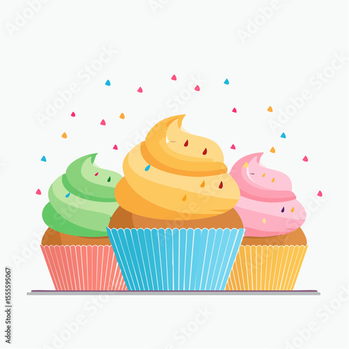 Delicious Cupcakes A Trio of Pastel-Colored Delights