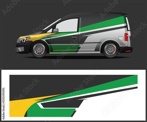 Van Wrap Design with Green and Yellow Graphics