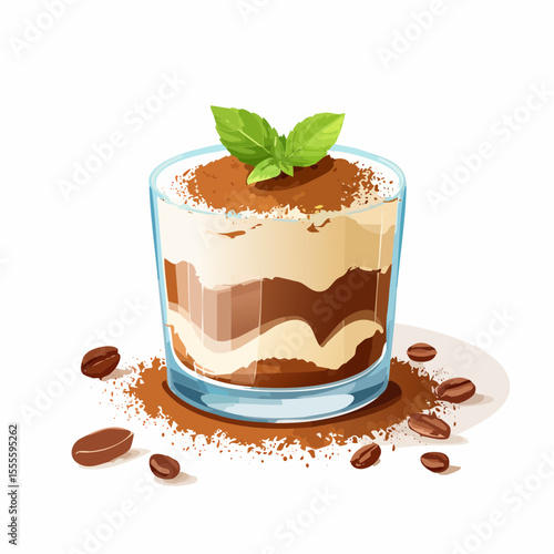 Delicious Tiramisu Dessert in a Glass Layers of Coffee, Cream, and Cocoa