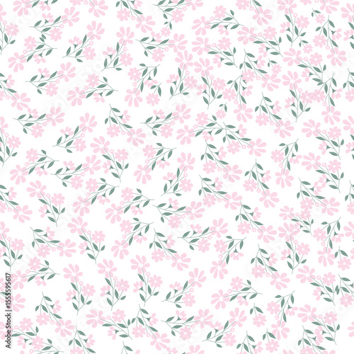 coquette seamless flowers pattern. Delicate petals and vibrant blossoms create an artistic and vintage botanical illustration. Perfect for wallpaper, fabric, wrapping paper and more.