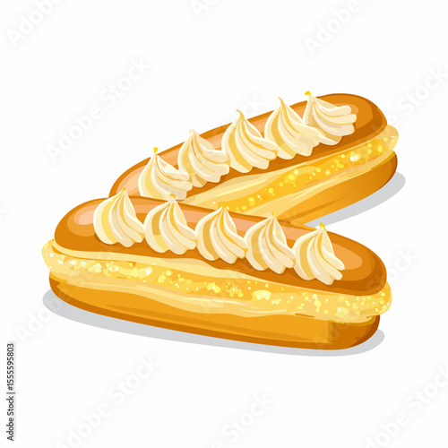 Cream Puffs Pastry Delicious Golden Brown Eclairs with Creamy Filling