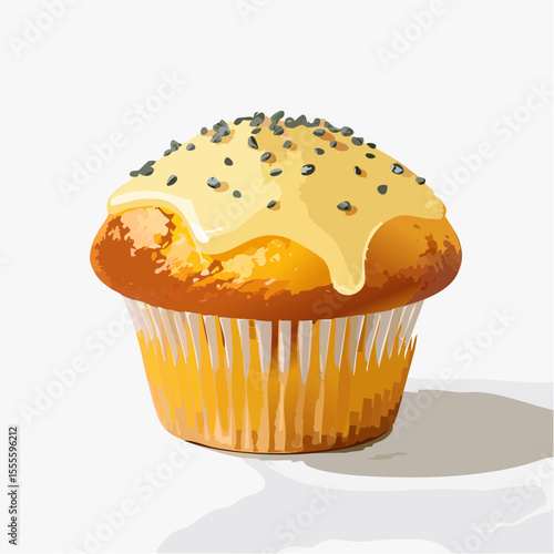 Delicious Lemon Poppy Seed Muffin A Sweet Treat Illustration