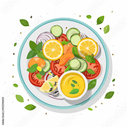 Fresh and Vibrant Vegetable Salad with Lemon Vinaigrette A Healthy and Delicious Meal