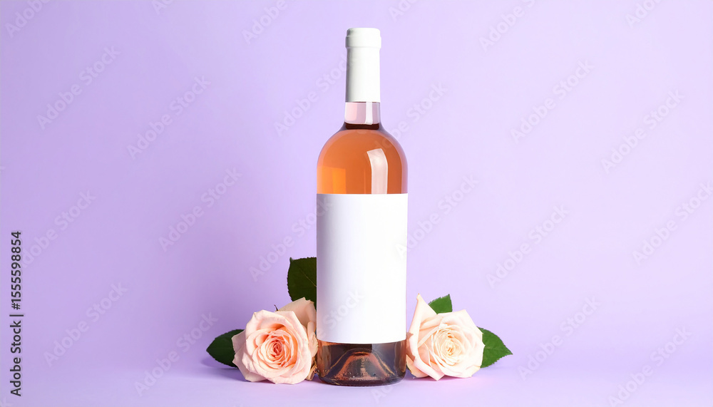 Naklejka premium A bottle of fresh wine against a soft color background.