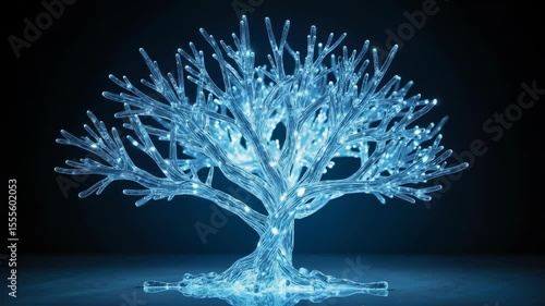 New year tree with fireworks and snow splash on black background