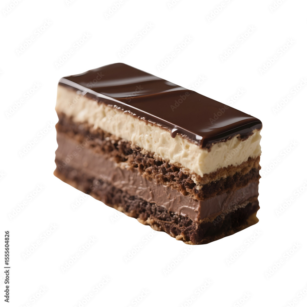 Chocolate layered cake isolated on transparent background single slice Chocolate layered cake isolated on transparent background single slice
