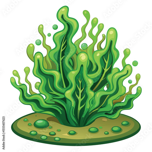 Vibrant algae microscopic view isolated on white background