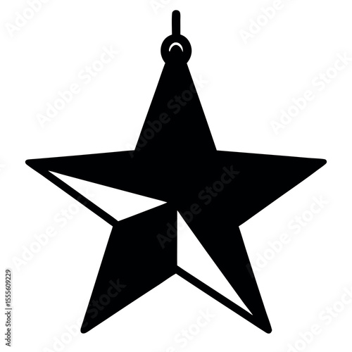 Black star silhouette adorning a festive christmas tree design