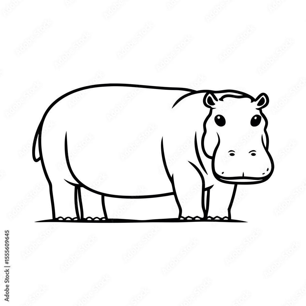 Simple and bold stylized hippopotamus illustration in vibrant colors Simple and bold stylized hippopotamus illustration in vibrant colors