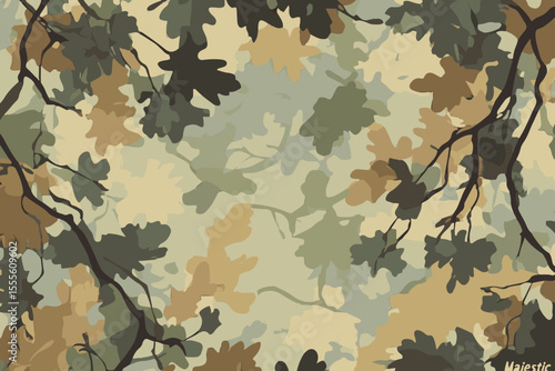 Hunting camouflage seamless pattern. Tree barks and leaves hunting camo pattern for accessories.