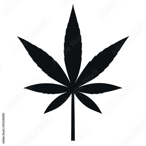 Minimalist cannabis leaf silhouette on clean white background